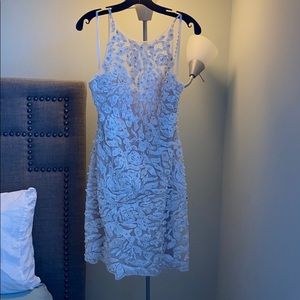 White Jovani Beaded Dress